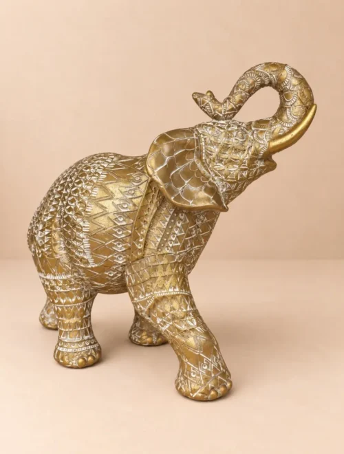 Dekorativna figura zlatnog slona sa ornamentima